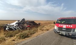 Nusaybin'de zeytinyağı yüklü TIR devrildi