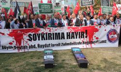 Din görevlilerinden, katliam ortağı ABD'nin Büyükelçiliği önünde Filistin'e destek eylemi