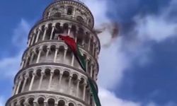 İtalya'da Pisa Kulesi'ne dev Filistin bayrağı asıldı