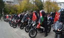 Yüzlerce motosikletli Filistin'e destek için konvoyda buluştu 