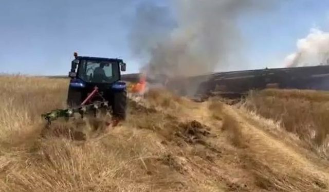 Büyüyen yangın, 3 bin dönümlük buğday tarlasını küle çevirdi