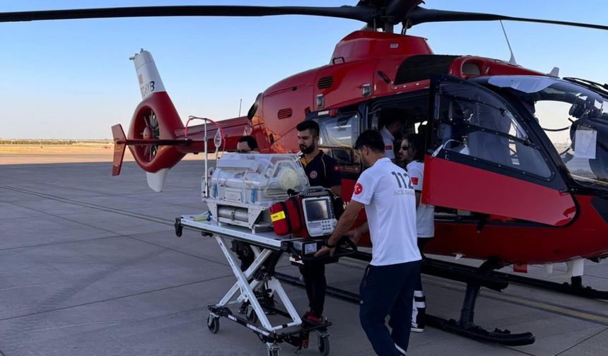Mardin’de helikopter ambulans Fatma bebek için havalandı 