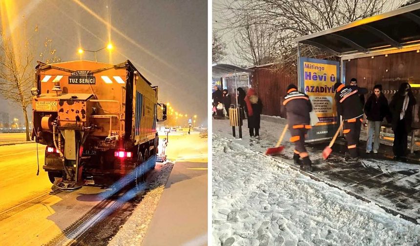 Diyarbakır’da Kar Yağışı Etkili Oldu, Ekipler Sahaya Çıktı